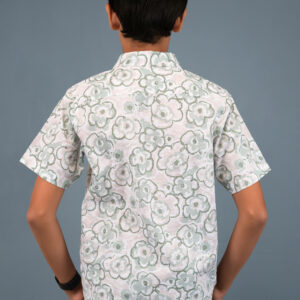 Cotton Floral Printed Boys Shirt - Green