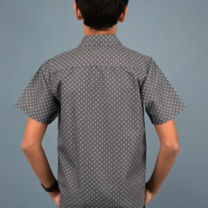 Cotton Star Printed Boys Shirt - Light Grey