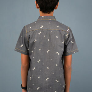 Cotton Bubble Printed Boys Shirt - Light Grey