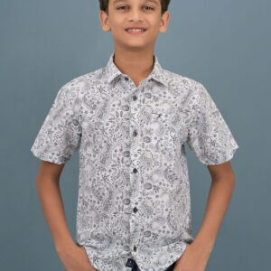 Cotton Bandanas Printed Boys Shirt - Grey