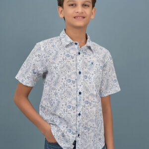 Cotton Bandanas Printed Boys Shirt - Light Blue