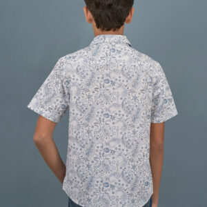 Cotton Bandanas Printed Boys Shirt - Light Blue