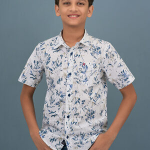 Cotton Printed Boys Shirt - Light Blue