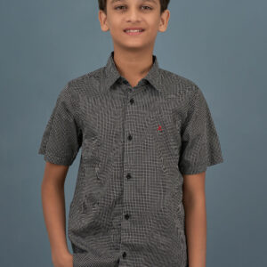 Cotton Printed Boys Shirt - Black