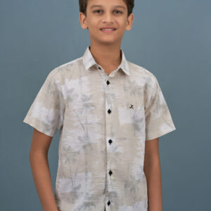 Cotton Printed Boys Shirt - Cream