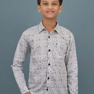 Cotton Printed Boys Shirt - Cream