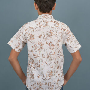 Cotton Printed Boys Shirt - Cream