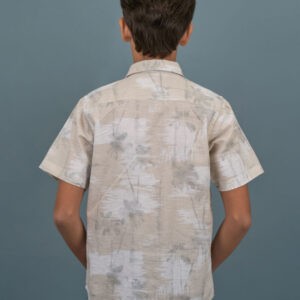 Cotton Printed Boys Shirt - Cream