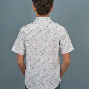 Cotton Floral Printed Boys Shirt - Light Blue