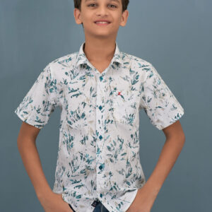 Cotton Printed Boys Shirt - Green