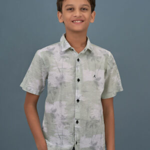 Cotton Printed Boys Shirt - Green