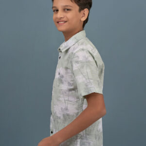 Cotton Printed Boys Shirt - Green