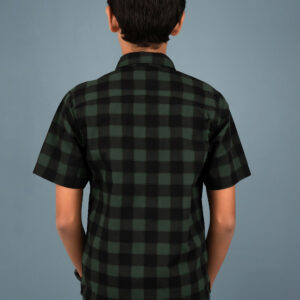 Cotton Check Boys Shirt - Green