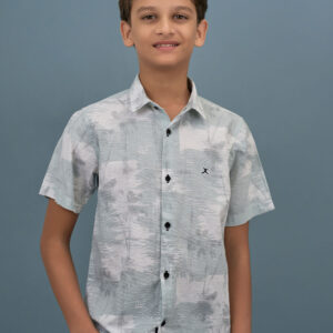 Cotton Printed Boys Shirt - Light Blue