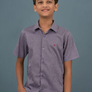 Cotton Printed Boys Shirt - Purple