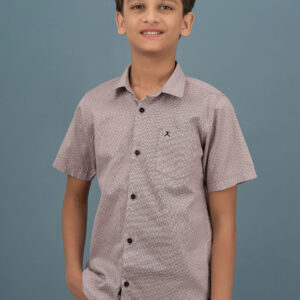 Cotton Printed Boys Shirt - Beige