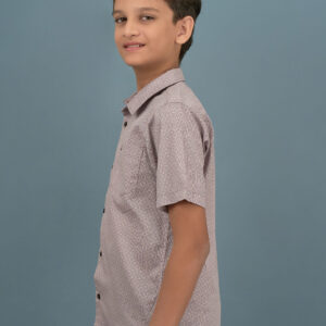 Cotton Printed Boys Shirt - Beige