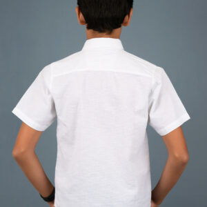 Cotton Linen Boys Shirt - White