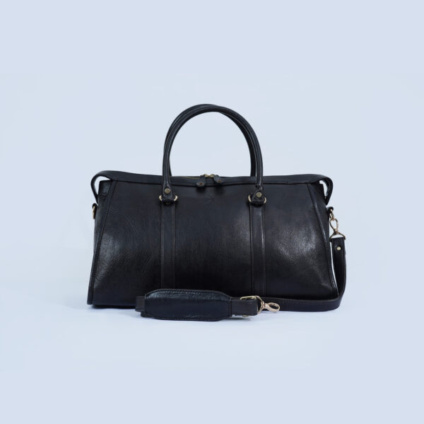 Leather Duffel Bag - Black front view