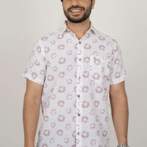 Regular Fit Cotton Printed Shirt -  Beige