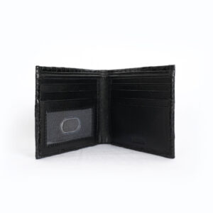 Crocodile Effect Patent Leather Wallet - Black