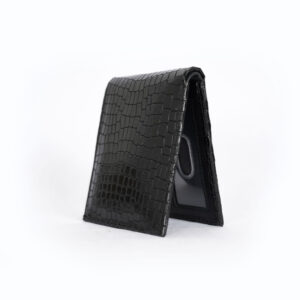 Crocodile Effect Patent Leather Wallet - Black