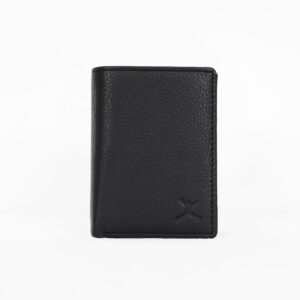 Tri Fold Leather Wallet - Black