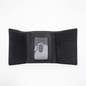 Tri Fold Leather Wallet - Black