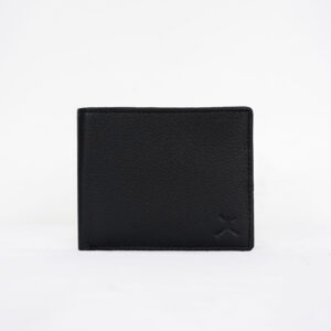 RFID Pebbled Leather Wallet - Black