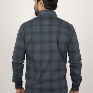 Slim Fit Cotton Checks Shirt - Dark Grey