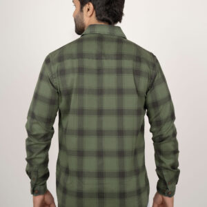 Slim Fit Cotton Checks Shirt - Green