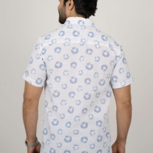 Regular Fit Cotton Printed Shirt -  Light Blue