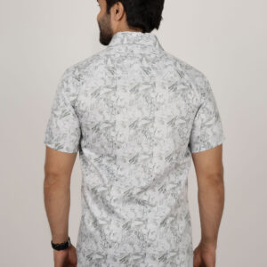 Slim Fit Cotton Printed Shirt -  Light Green