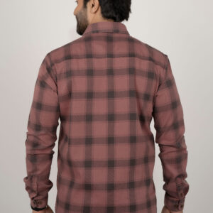 Slim Fit Cotton Checks Shirt - Maroon