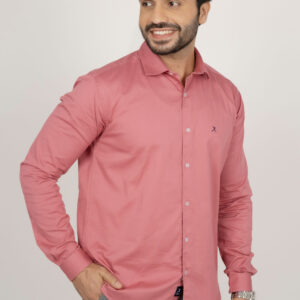 Slim Fit Cotton Plain Shirt- Pink