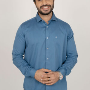 Slim Fit Cotton Plain Shirt - Royal Blue