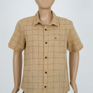 Cotton Check Boys Shirt - Cream