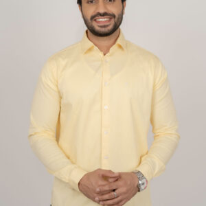 Slim Fit Cotton Plain Shirt - Yellow