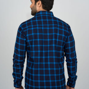 Slim Fit Long Sleeve Check Shirt - Blue