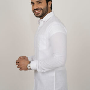 Slim Fit Linen Cotton Shirt - White