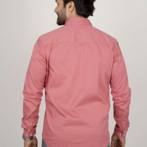 Slim Fit Cotton Plain Shirt- Pink