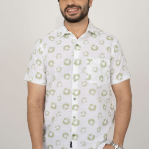 Regular Fit Cotton Printed Shirt -  Green