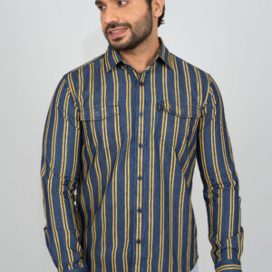 Slim Fit Cotton Stripe - Blue/Yellow