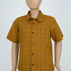 Cotton Check Boys Shirt - Orange Peel