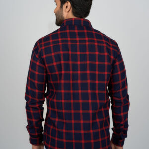 Slim Fit Long Sleeve Check Shirt - Red