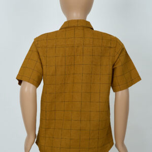 Cotton Check Boys Shirt - Orange Peel