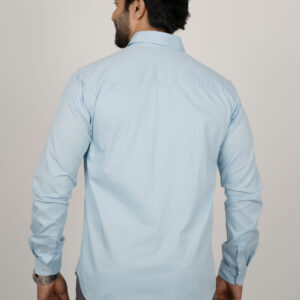 Slim Fit Cotton Plain Shirt - Light Blue