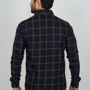 Slim Fit Cotton Checks Shirt - Indigo