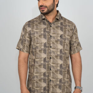 Slim Fit Cotton Printed Shirt - Brown