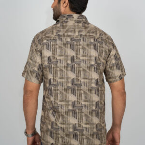 Slim Fit Cotton Printed Shirt - Brown